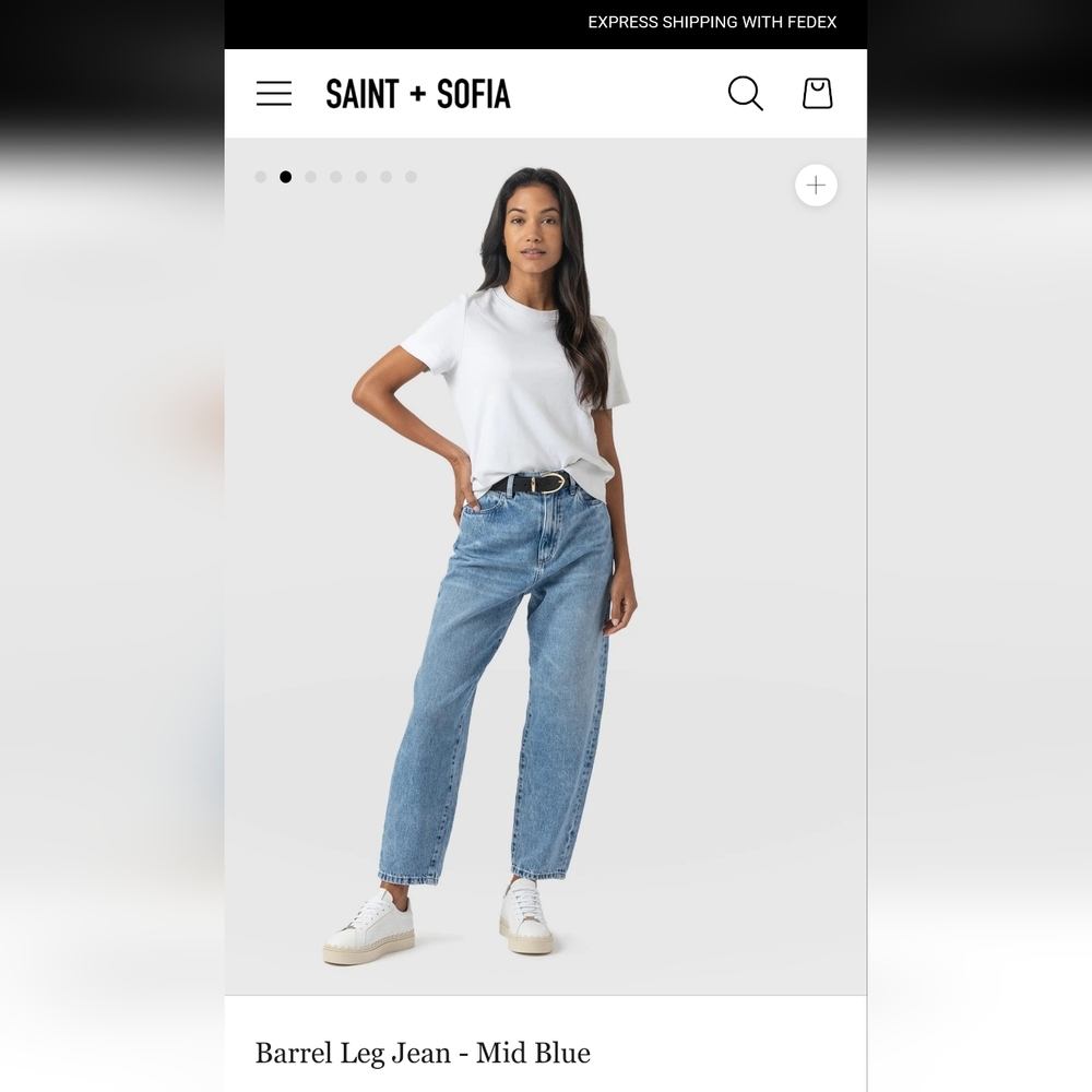 Saint + Sofia Barrel Leg Jean – Mid Blue Size 6